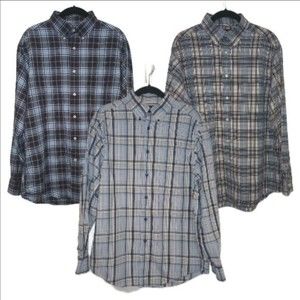 Lot of 3 Roundtree & Yorke Men's Plaid Button Front Size Medium shirts.